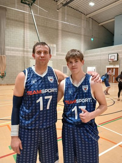 Oleksi and Sam Riabinin in Michaelians kit